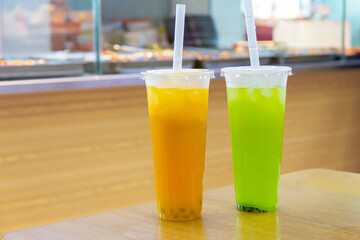 cold drinks in plastic cups