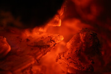 fire in fireplace