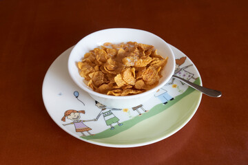 breakfast of sugary cereals in a bowl