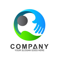 Health Care Logo, Family Logo, Family Nutrition, People With Leaf Logo Vector