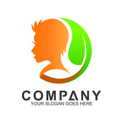 beauty and spa logo, woman face with leaf, skincare, cosmetics and salon