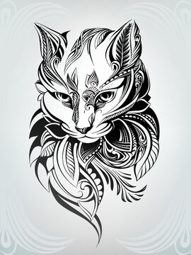 Cat head in the ornament