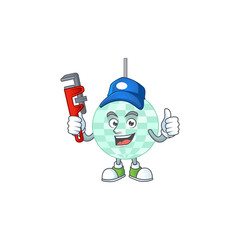 Disco ball Cartoon drawing concept work as smart Plumber