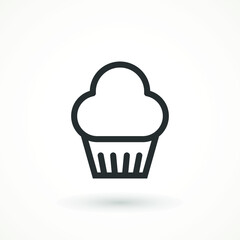 cupcake editable line stroke icon muffin vanilla cream illustration confectionery bakery pastry line icon sign logo on isolated background Sweet food symbol