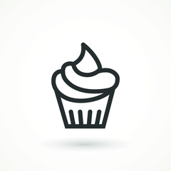 cupcake editable line stroke icon muffin vanilla cream illustration confectionery bakery pastry line icon sign logo on isolated background Sweet food symbol