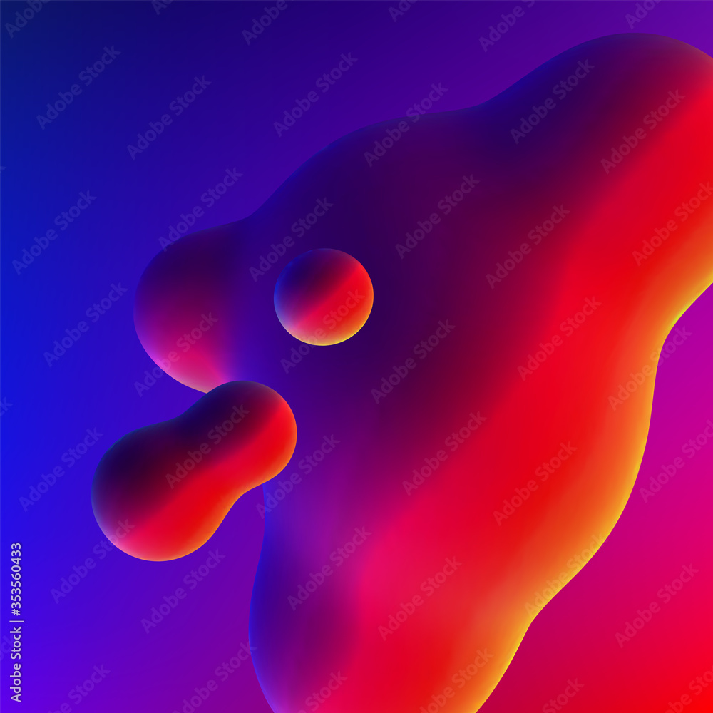 Poster fluid design liquid blobs with vibrant intense colors abstract background