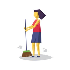 Girl with broomstick