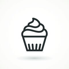 cupcake editable line stroke icon muffin vanilla cream illustration confectionery bakery pastry line icon sign logo on isolated background Sweet food symbol