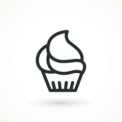 cupcake editable line stroke icon muffin vanilla cream illustration confectionery bakery pastry line icon sign logo on isolated background Sweet food symbol
