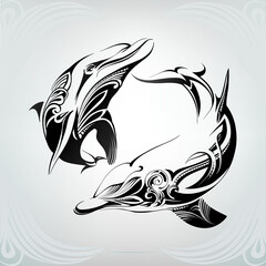 Dolphins in a decorative ornament © nutriaaa