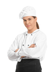 Transgender chef on white background