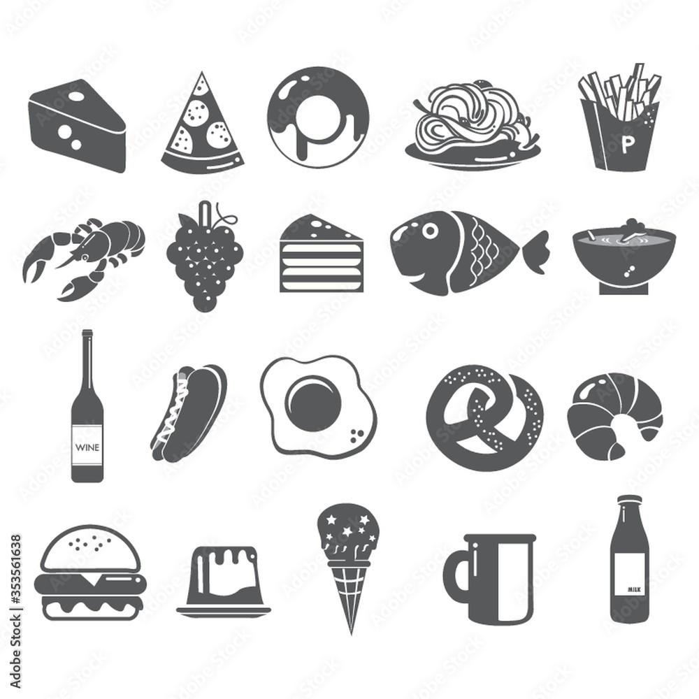 Sticker set of food items