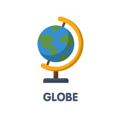Globe for study flat icon style design illustration on white background
