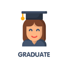 Graduate flat icon style design illustration on white background