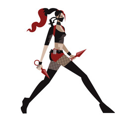 ninja female lady warrior with weapons © matiasdelcarmine