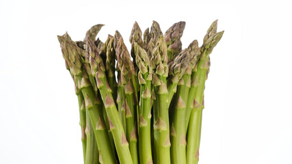 asparagus isolated green bunch on white background, central composition
