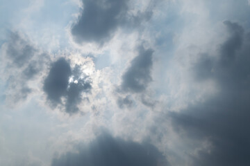 Beautiful cloudscape with sunlight shining through the clouds.