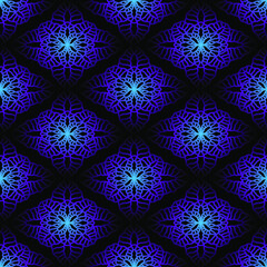 Magnificent multicolor vector seamless pattern. Blue and violet colors on black background.