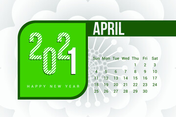April 2021 Calendar Template Design with white Background. Week starts on Sunday. Calendar 2021 template Design Vector.