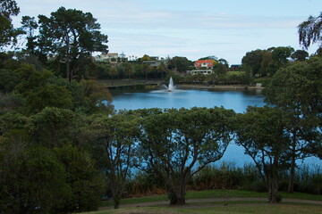 Fototapeta na wymiar View from Band rotunda in Victoria Lake Reserve in Whanganui,Manawatu-Wanganui Region on North Island of New Zealand 