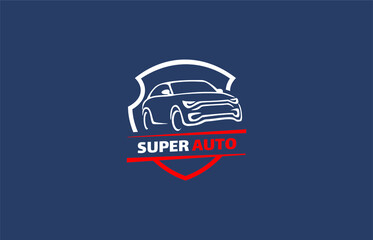 Auto style car logo design with concept sports vehicle icon silhouette
 on retro background. Vector illustration.