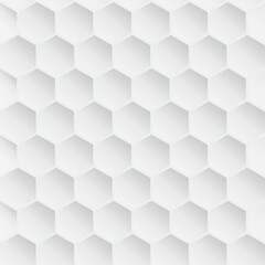 Abstract Embossed Hexagon Pattern seamless, honeycomb white Background, light and shadow ,Vector white background of Embossed surface Hexagon ,Honeycomb modern pattern concept, Creative Geometric mesh