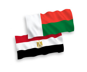 Flags of Madagascar and Egypt on a white background