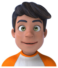 Fun 3D cartoon Asian teenager .
