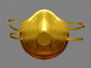 Respirator, Medical mask, face mask in gold, front view