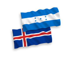 Flags of Iceland and Honduras on a white background
