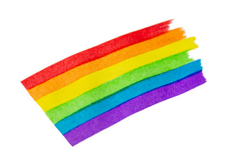 Rainbow gay flag drawn by hand on white background