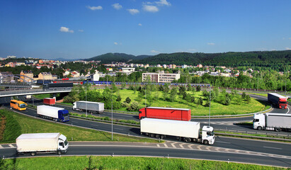 Truck transport on the road and cargo