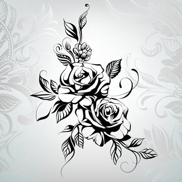 Roses in a floral ornament