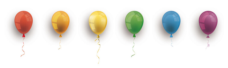 Rainbow Colored Balloons White Header