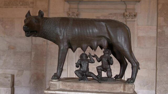 Capitoline Wolf. Romulus and Remus in Rome, Italy.