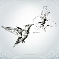 Hummingbird in a floral ornament © nutriaaa