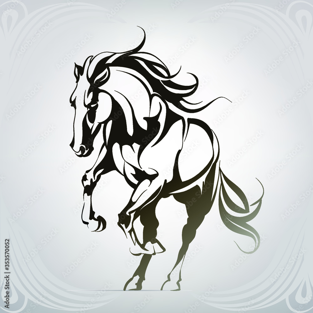 Wall mural Vector silhouette of a running horse