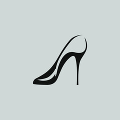 Fototapeta premium High heeled shoe symbol, icon on gray backdrop. Design element