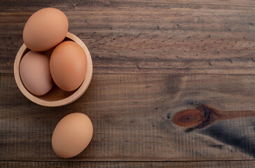 egg on wood background, fresh egg
