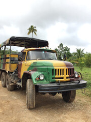 Obraz premium Old Soviet ZIL truck with awning body in protective paint