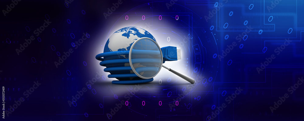 Poster 3d rendering network connection, internet communication and computer technology concept, closeup vie