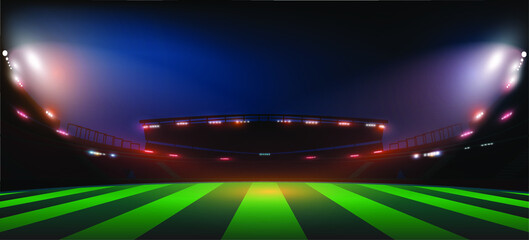 Football arena field with bright stadium lights vector eps10 © Kalawin