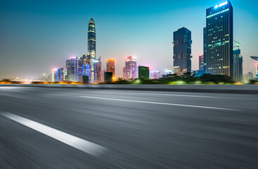 Fototapeta na wymiar Empty asphalt road through modern city in Shenzhen, China
