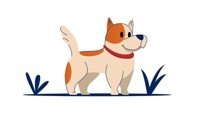Vector illustration. Cute cartoon vector puppy dog
