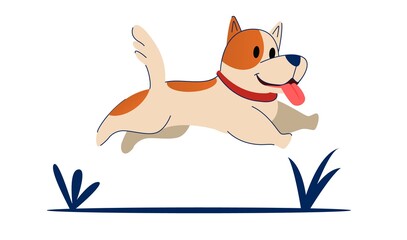 Vector illustration. Cute cartoon vector puppy dog