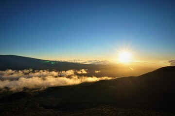 Sunset at volcano Mauna Kea, Big Island, Hawaii, USA.