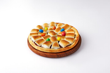 Special pizza, marshmallow pizza with chocolate 