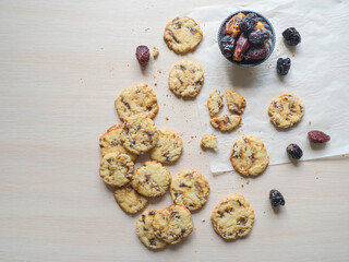 Date cookies it is laid out on a light wooden surface