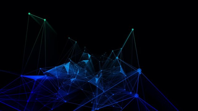 4k 3d abstract Digital background with graph made of nodes shaped ai text.abstract neon geometrical lines with moving triangles and connection dots. 