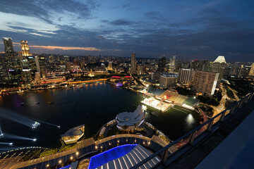 Fototapeta na wymiar Birds eye view of Singapore at dusk